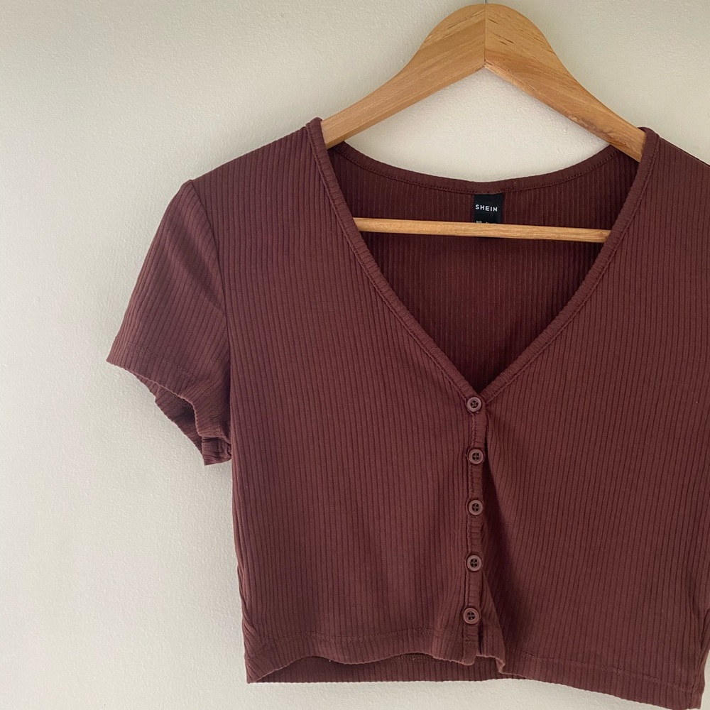❌ Shein Brown Ribbed Top